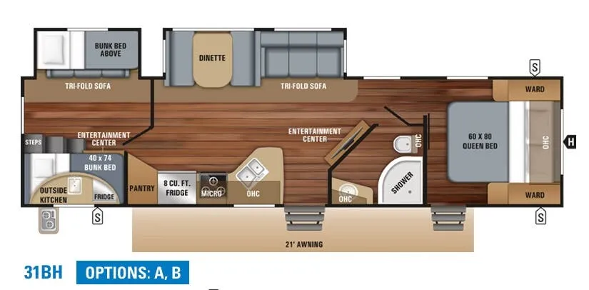 Jayco White Hawk 31BH floor plan