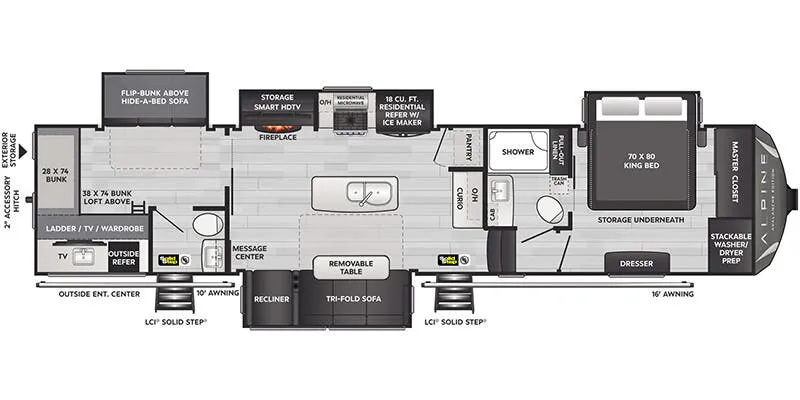 Keystone Alpine Avalanche Edition 378BH floor plan