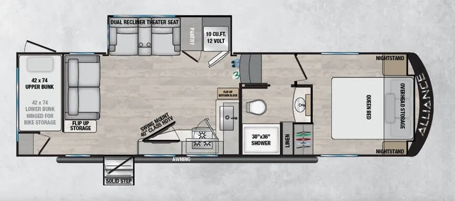 Alliance RV Avenue All-Access 28BH floor plan