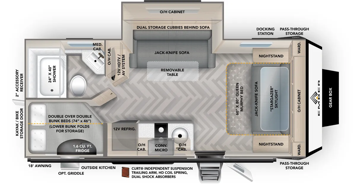 2024 Ember RV Overland 221MDB - Floor plan