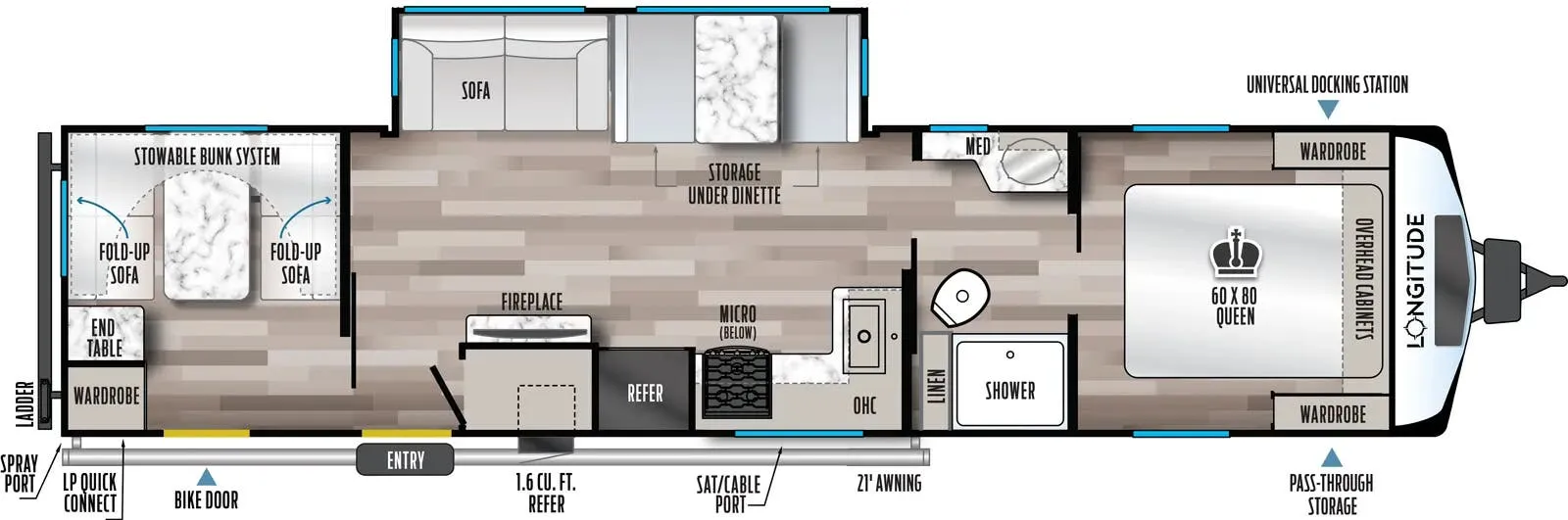 East to West Longitude 319BH floor plan