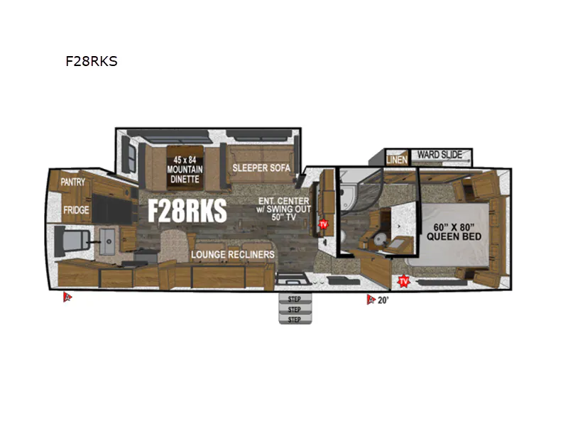 2026 Outdoors RV Glacier Peak Mountain Series F28RKS - Floor plan