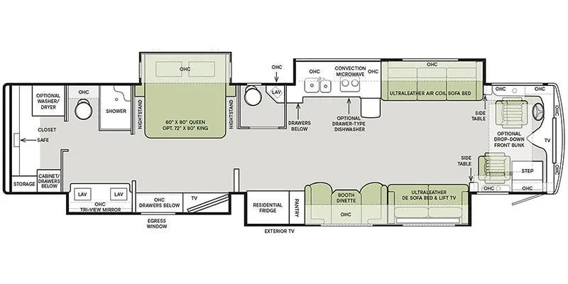 Tiffin Phaeton 44 OH floor plan