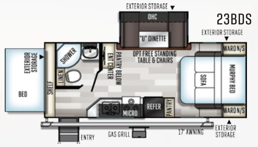 Forest River Rockwood Roo 23BDS floor plan