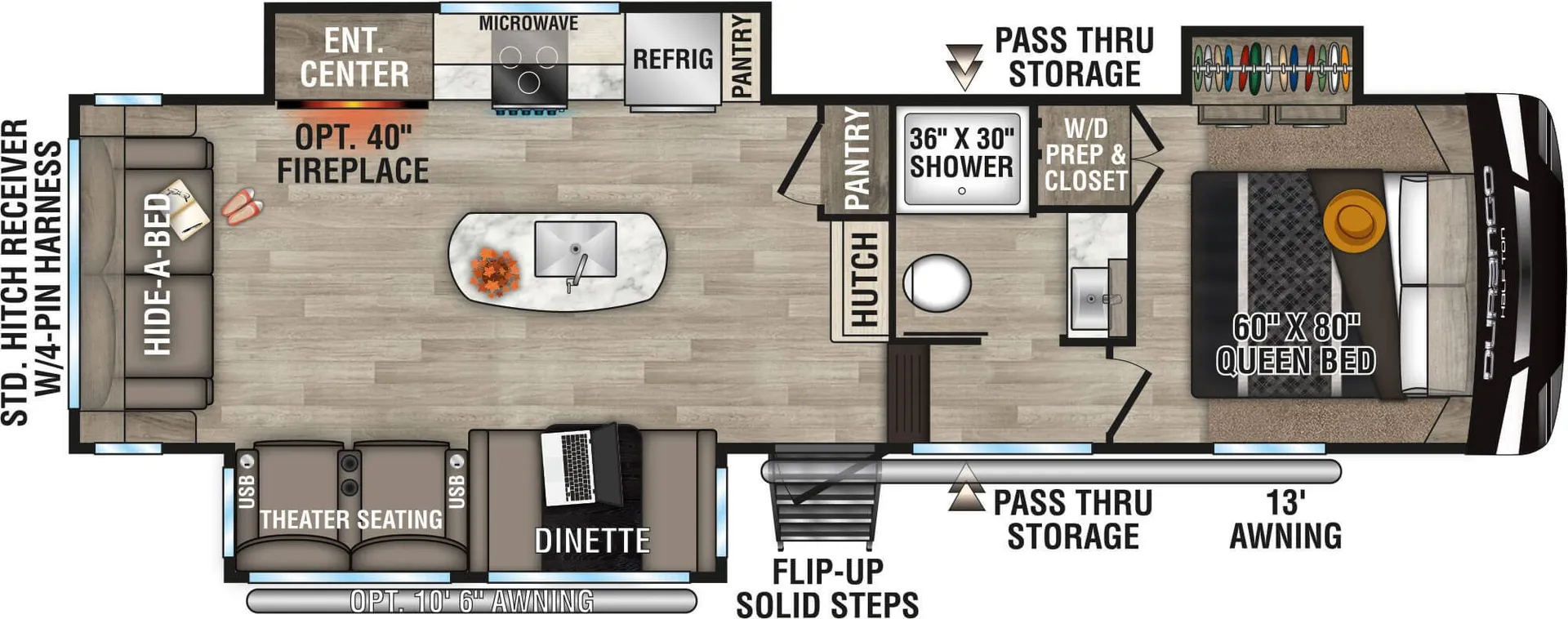 K-Z Durango Half-Ton D283RLT floor plan
