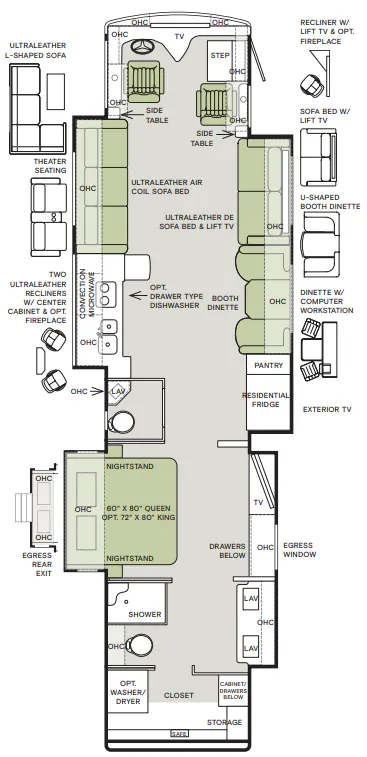 Tiffin Phaeton 44 OH floor plan