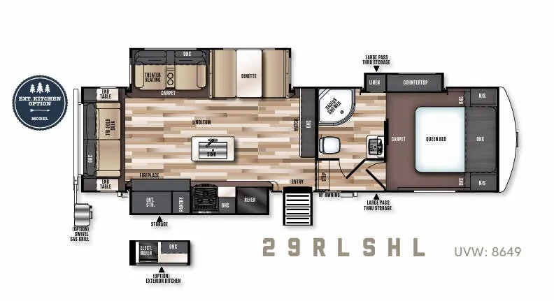 Forest River Wildwood Heritage Glen Hyper-Lyte Hemisphere 29RLSHL floor plan