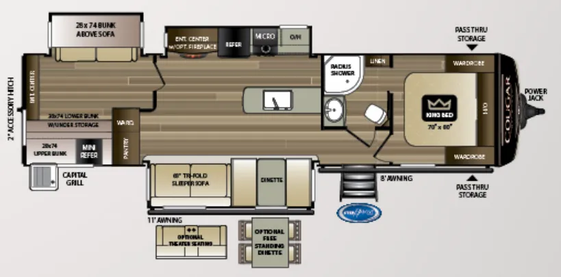 Keystone Cougar Half-Ton 34TSB floor plan