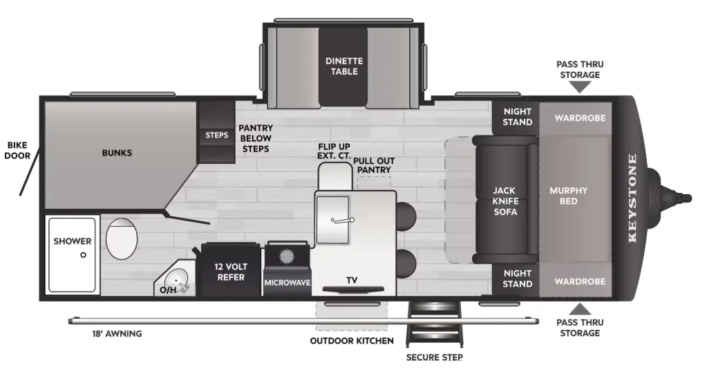 Keystone Bullet Crossfire 222BHS floor plan