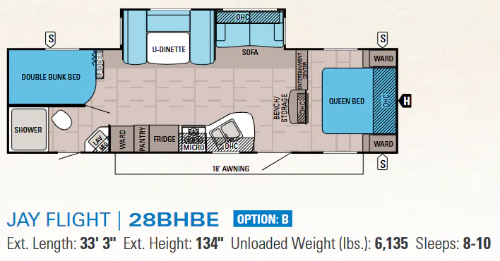 Jayco Jay Flight 28BHBE floor plan