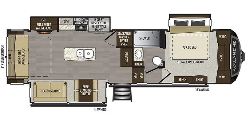Keystone Avalanche 313RS floor plan