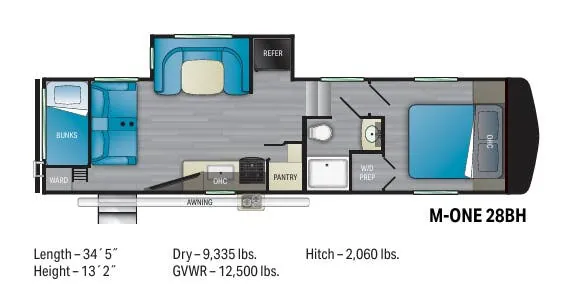 Heartland Milestone M-One 28BH floor plan