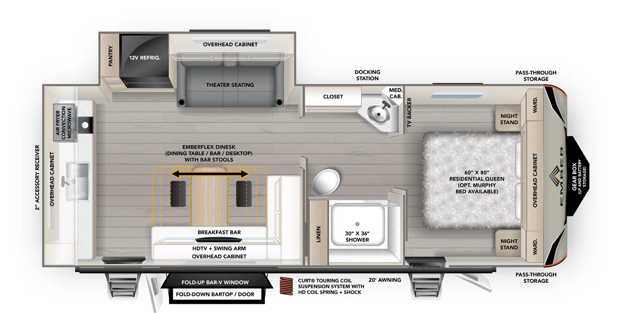 2027 Ember RV Touring Edition 2400RKL - Floor plan