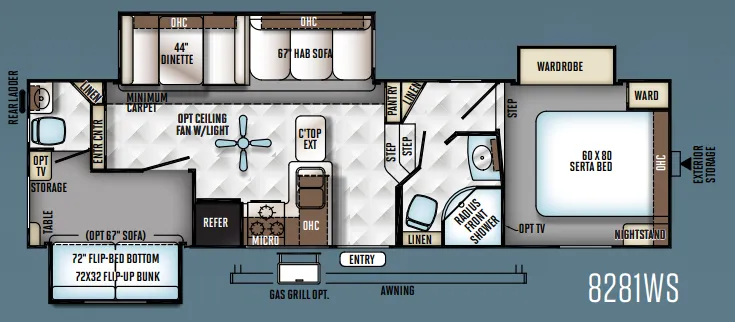 Forest River Rockwood Signature Ultra Lite 8281WS floor plan
