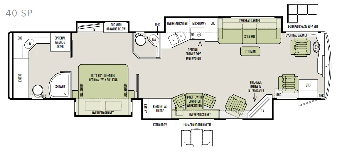 Tiffin Allegro Bus 40 SP floor plan