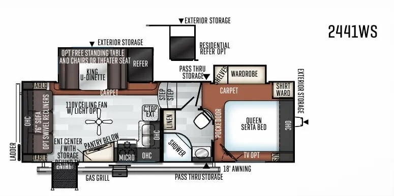 Forest River Rockwood Ultra Lite 2441WS floor plan