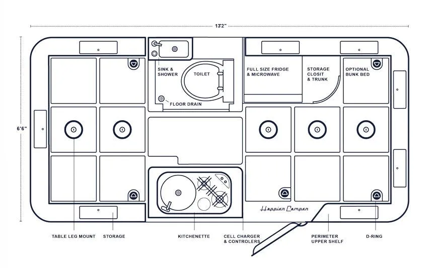 Happier Camper Traveler SUMMIT floor plan