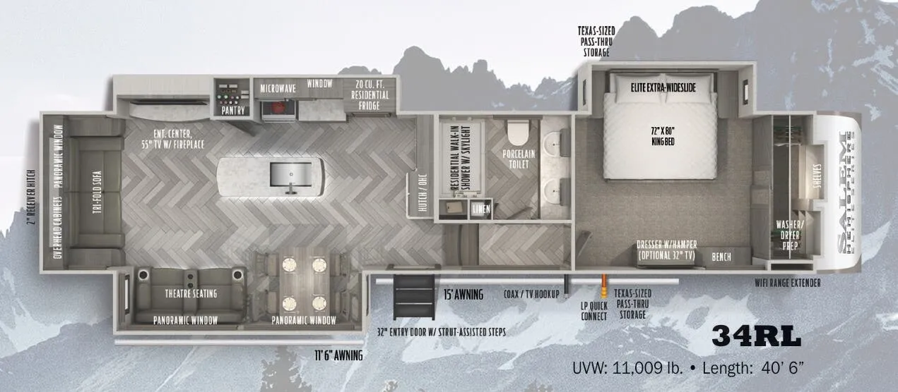 Forest River Salem Hemisphere Elite 34RL floor plan