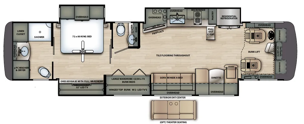 Forest River Berkshire XL 40C floor plan