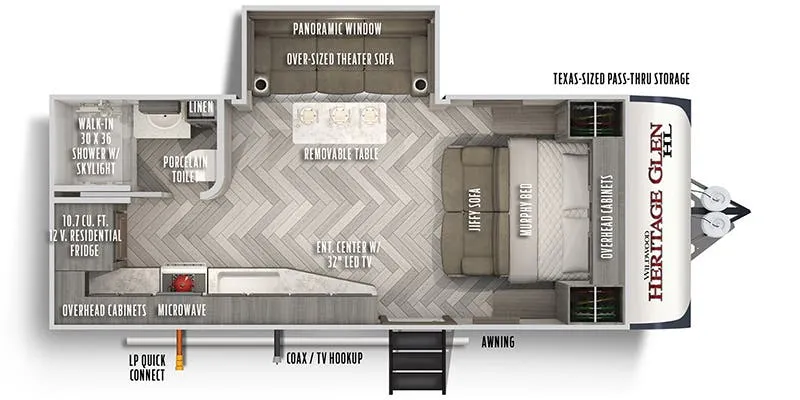 Forest River Wildwood Heritage Glen Hyper-Lyte 17RBHL floor plan