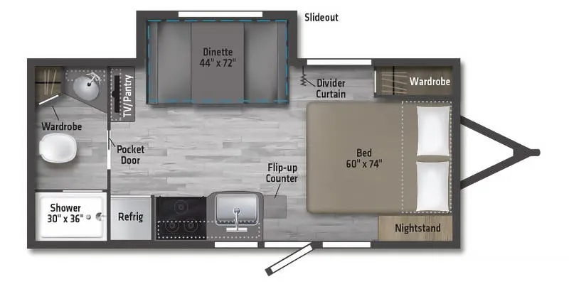 2022 Winnebago Micro Minnie FLX 2108FBS floor plan