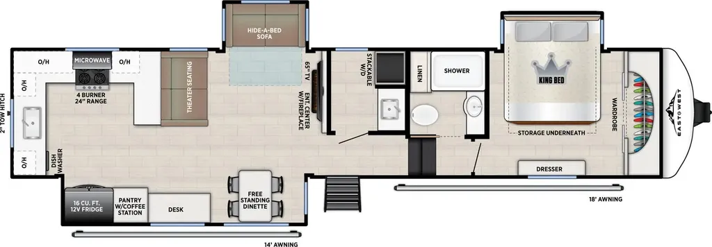 2026 East to West Tandara 388LR floor plan
