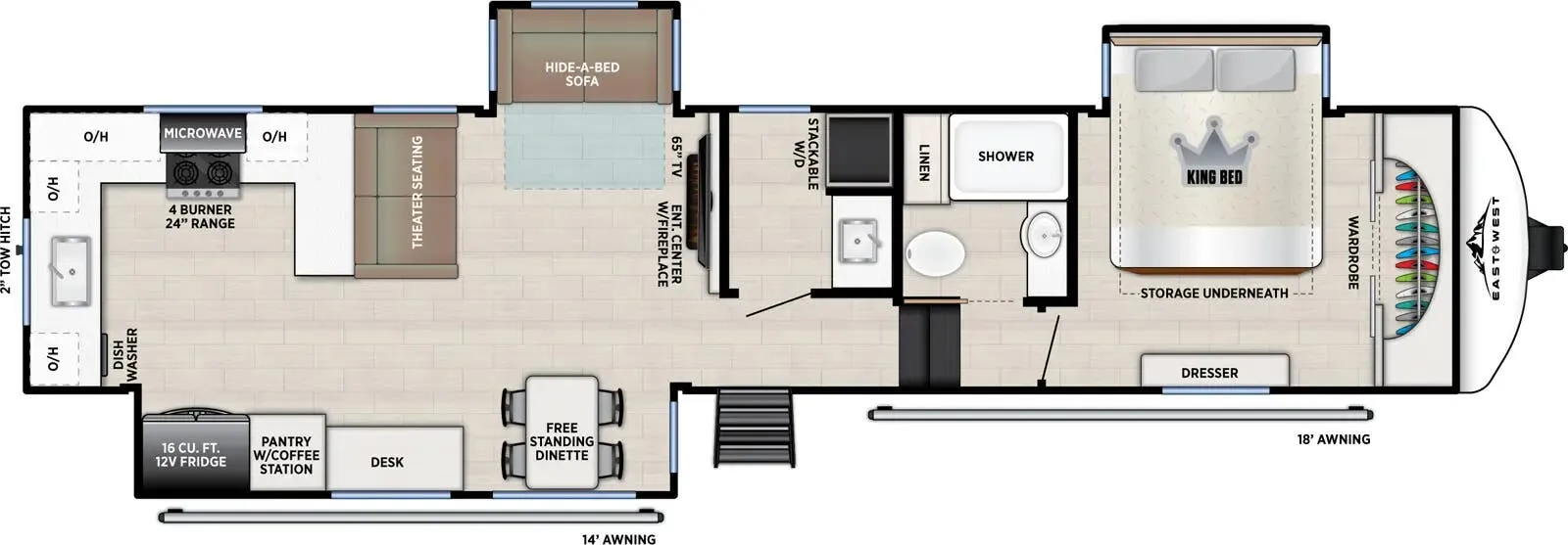 2026 East to West Tandara 388LR - Floor plan