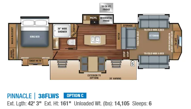 Jayco Pinnacle 38FLWS floor plan