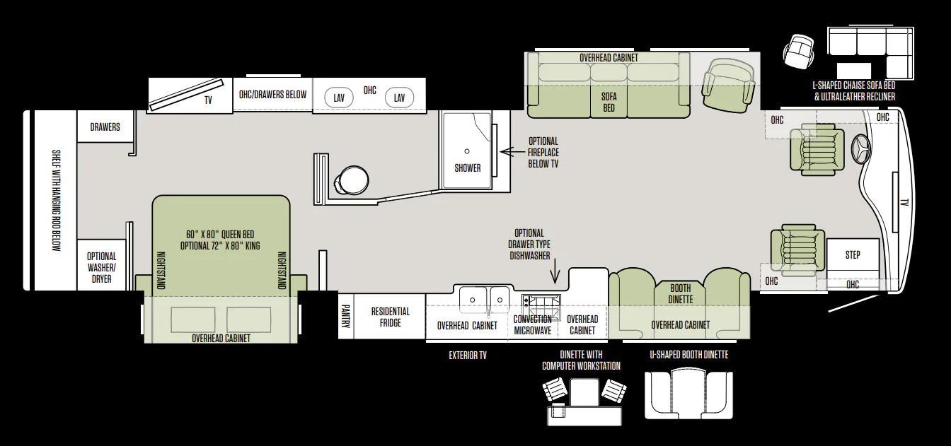 Tiffin Phaeton 40 AH floor plan