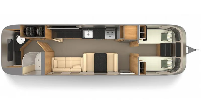 2023 Airstream Classic 33FB Twin - Floor plan