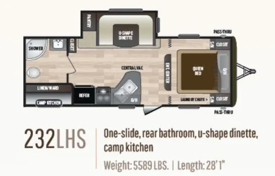 Keystone Hideout LHS 232LHS floor plan