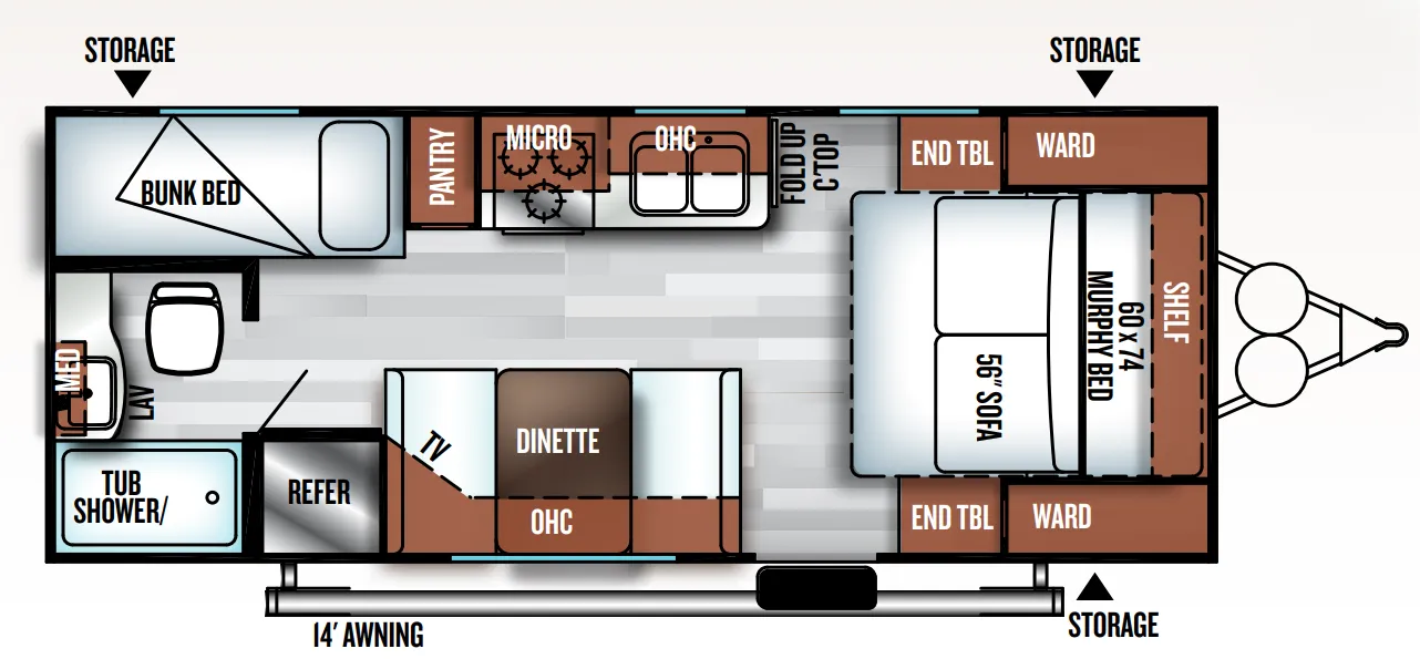 Forest River Salem Cruise Lite 201BHXL floor plan
