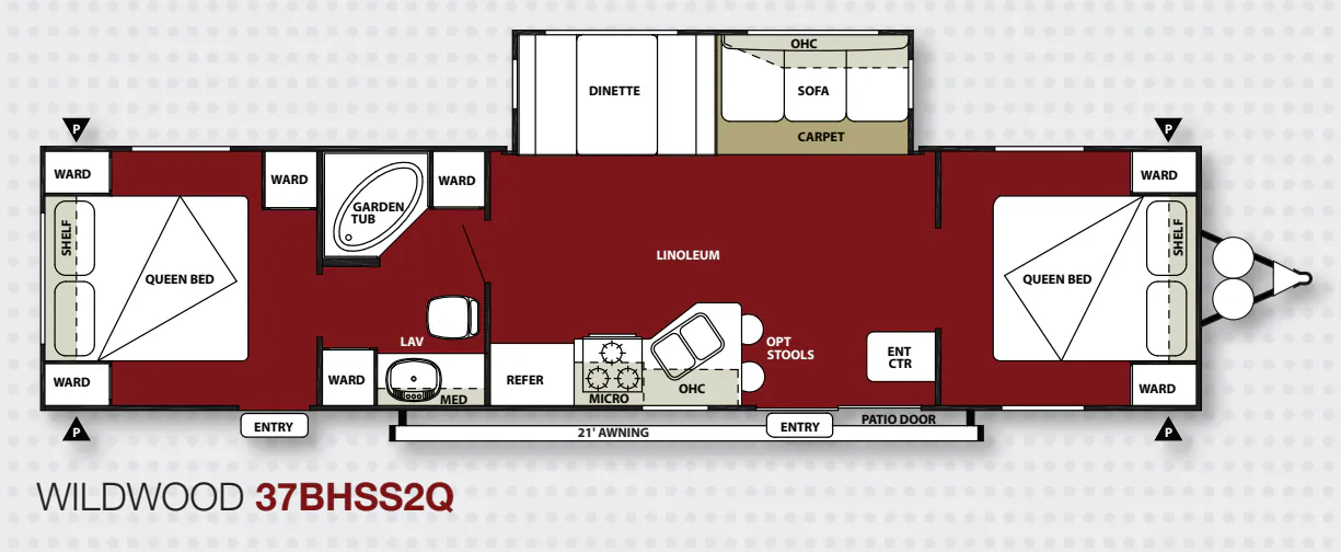 Forest River Wildwood 37BHSS2Q floor plan