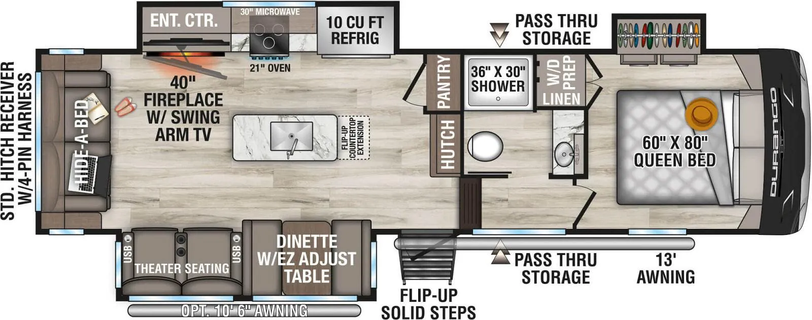 K-Z Durango Half-Ton D283RLT floor plan