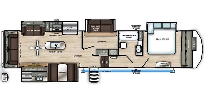 2020 Forest River Sandpiper 372LOK floor plan