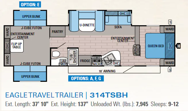 Jayco Eagle 314TSBH floor plan