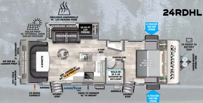 Forest River Wildwood Heritage Glen Hyper-Lyte 24RDHL floor plan