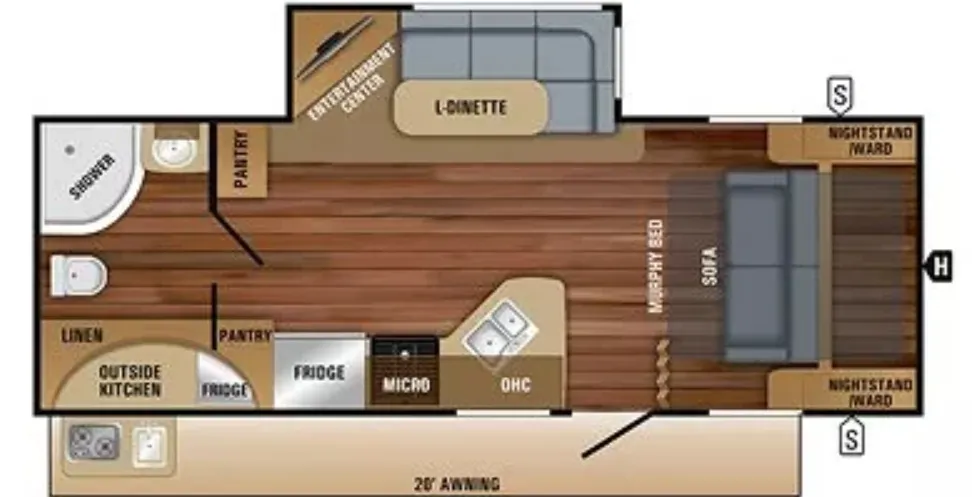 2018 Jayco WHITEHAWK 23MRB - Floor plan