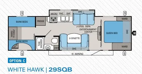 Jayco White Hawk 29SQB floor plan