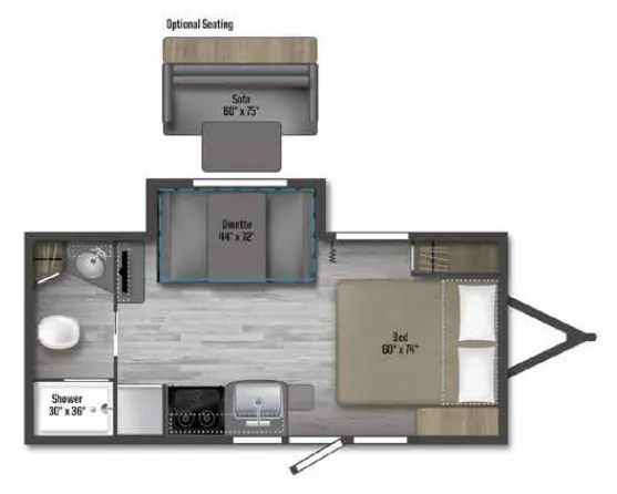 Winnebago Micro Minnie FLX 2108FBS floor plan