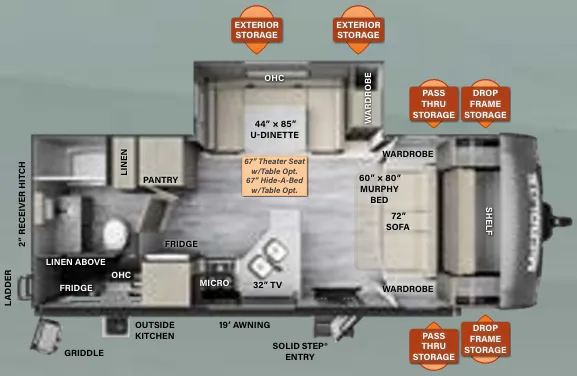 Forest River Flagstaff Micro Lite 25BDS floor plan