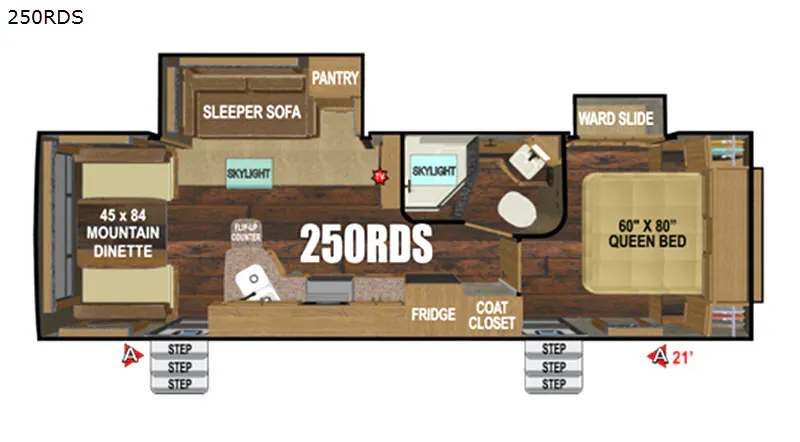 2018 Outdoors RV Black Stone Titanium Series 250RDS - Floor plan