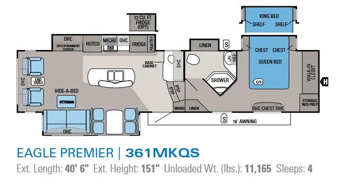 Jayco Eagle Premier 361MKQS floor plan