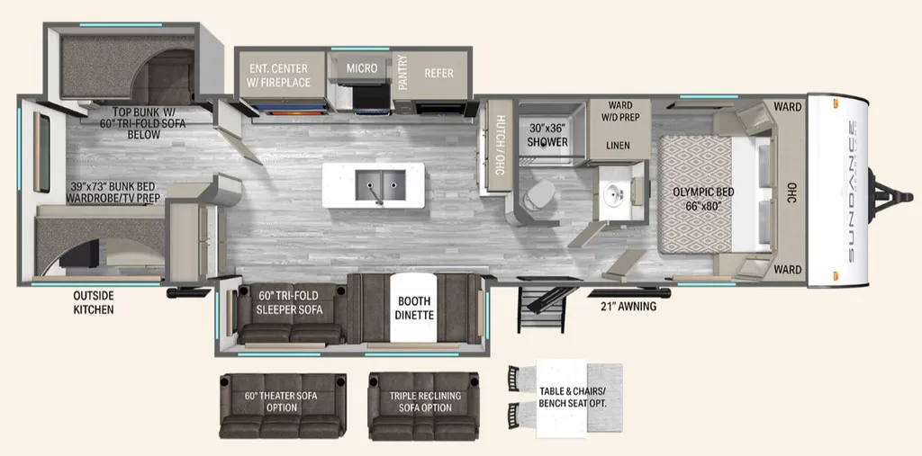 2027 Heartland Sundance Ultra-Lite 31BROK floor plan
