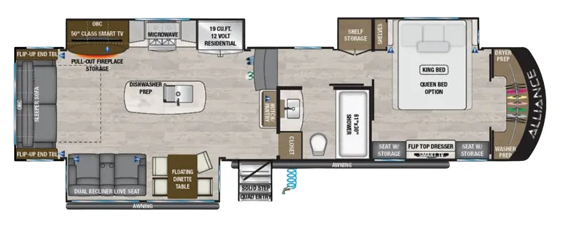 Alliance RV Paradigm 340RL floor plan