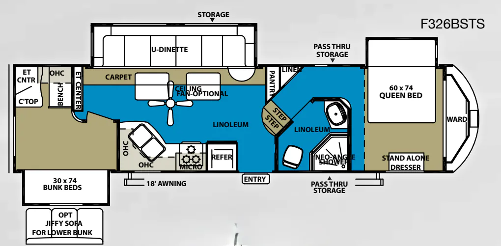 Forest River Wildwood Heritage Glen 326BSTS floor plan