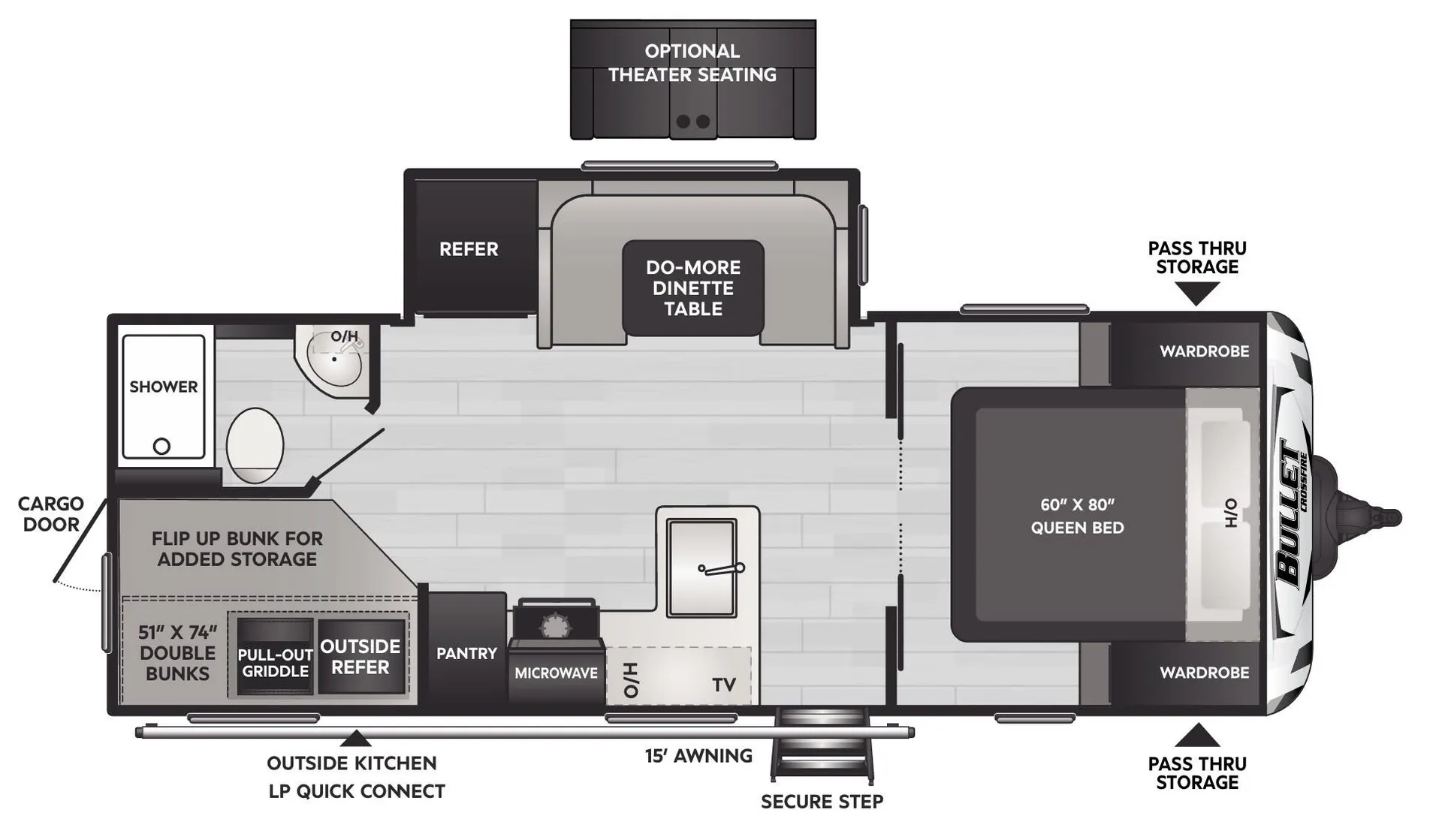Keystone Bullet Crossfire 2290BH floor plan
