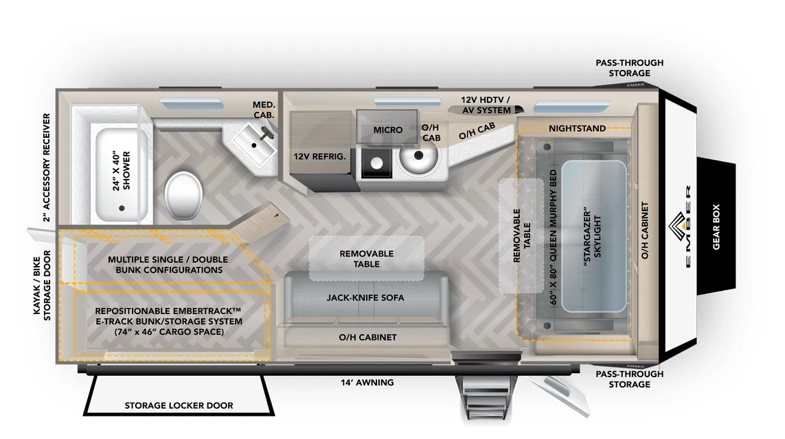 Ember RV Overland 190MSL floor plan
