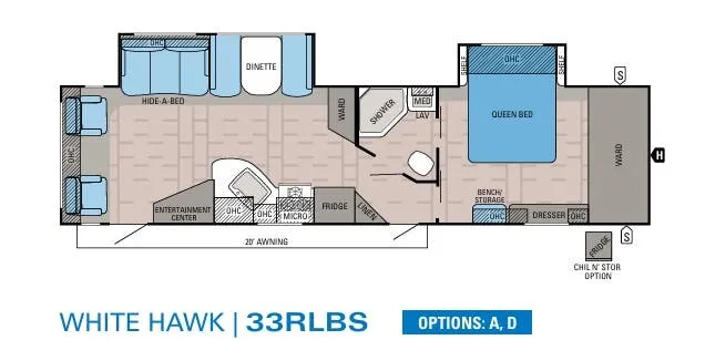 Jayco White Hawk 33RLBS floor plan
