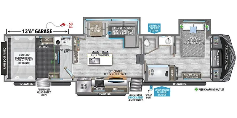 2024 Grand Design Momentum 410TH - Floor plan